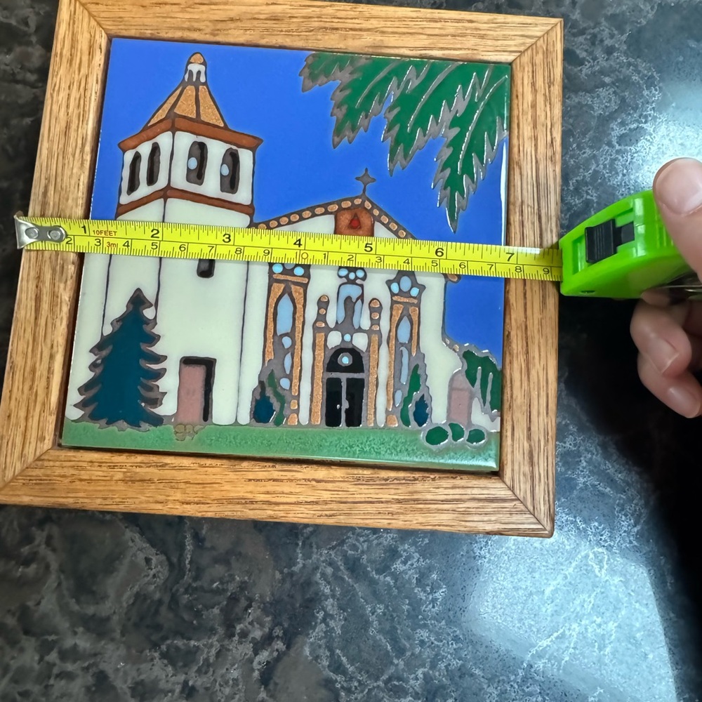Vintage Santa Clara de Asis eighth mission church triton tile trivet 7.5” x 7.5” - Picture 2 of 6
